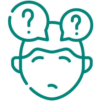 Icon mit einem Menschen mit Fragezeichen im Gesicht
