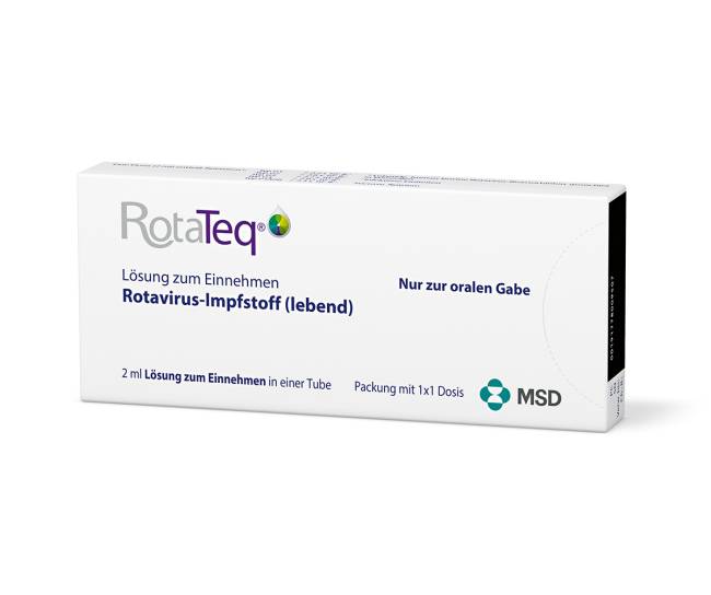 Verpackung des Arzneimittels RotaTeq® (Rotavirus-Lebendimpfstoff)