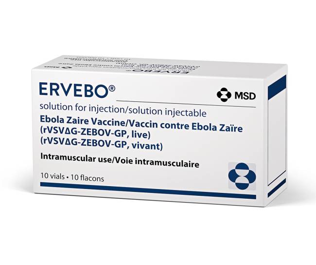 Verpackung des Arzneimittels ERVEBO® (Ebola Zaire-Impfstoff)