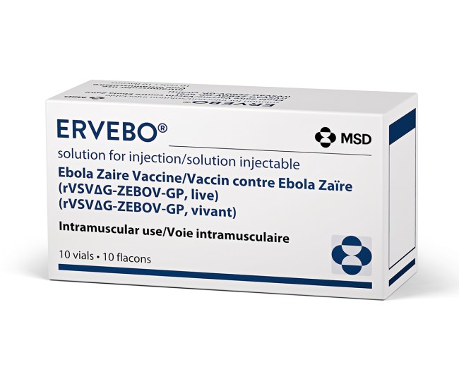 Verpackung des Arzneimittels ERVEBO® (Ebola Zaire-Impfstoff)