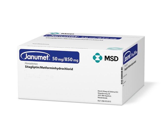 Verpackung des Arzneimittels Janumet® (Sitagliptin/ Metforminhydrochlorid)