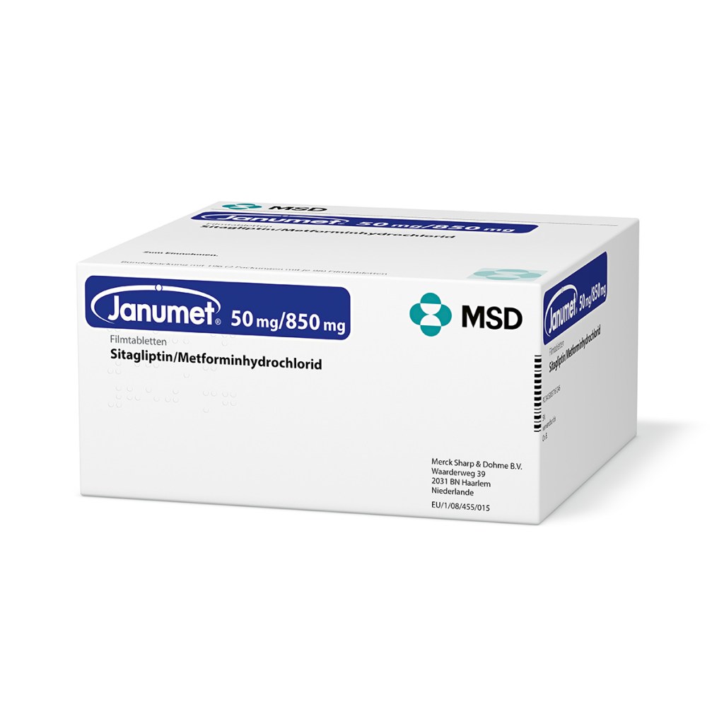 Verpackung des Arzneimittels Janumet® (Sitagliptin/ Metforminhydrochlorid)