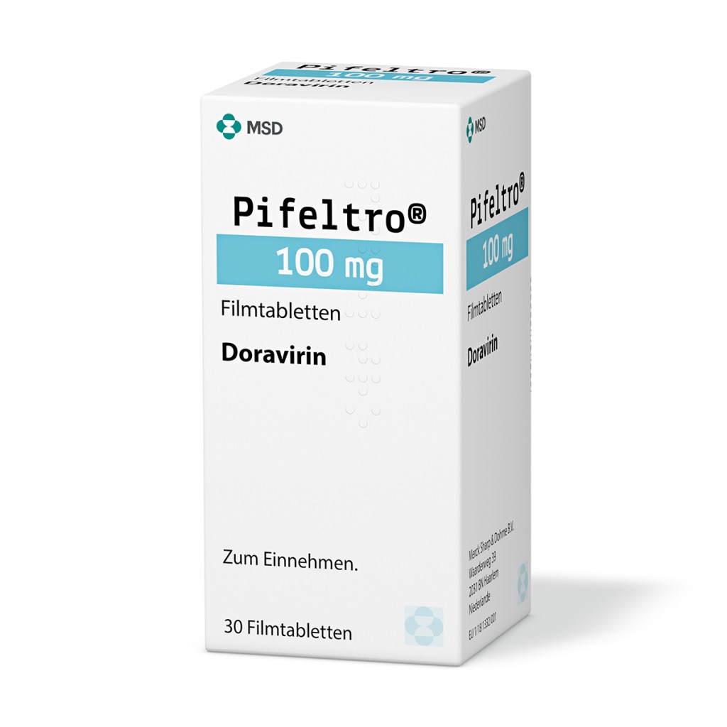 Verpackung des Arzneimittels Pifeltro® (Doravirin)
