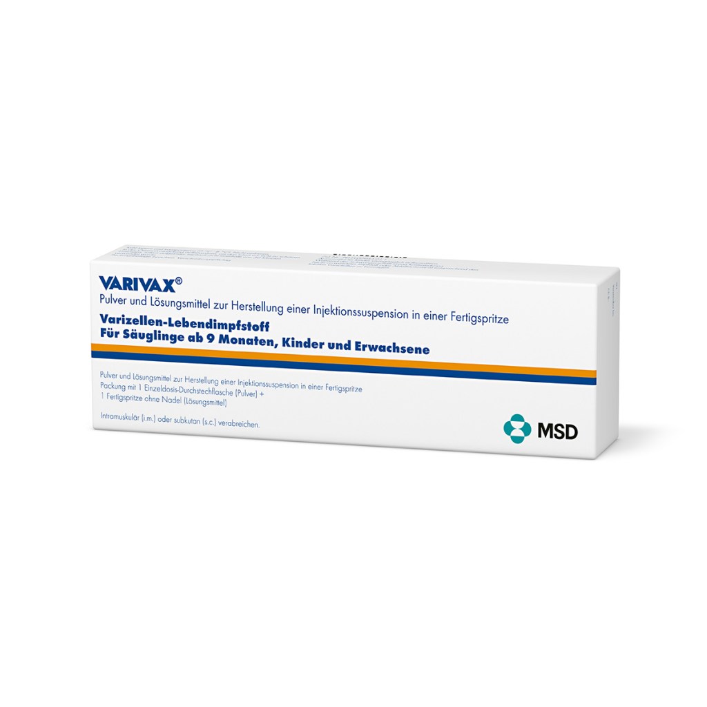 Verpackung des Arzneimittels VARIVAX® (Varizellen-Lebendimpfstoff)