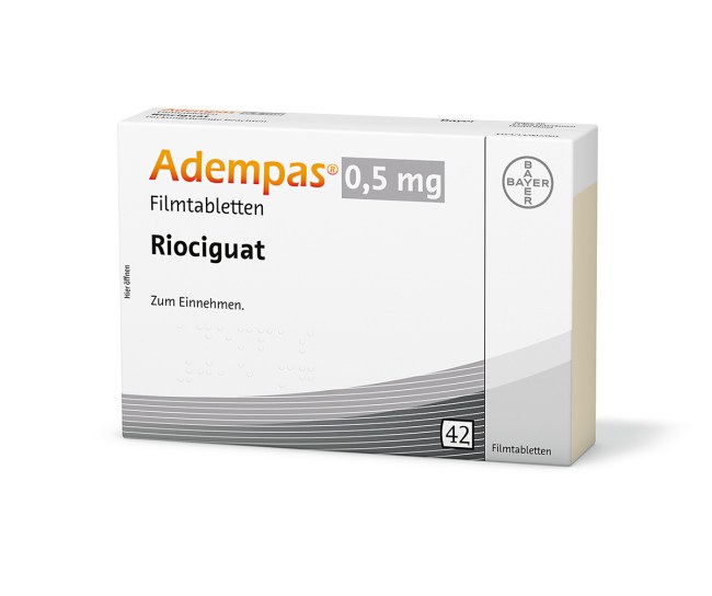 Verpackung des Arzneimittels Adempas® (Riociguat)