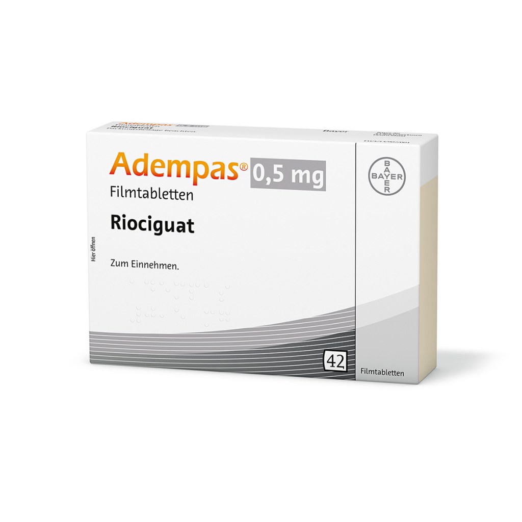 Verpackung des Arzneimittels Adempas® (Riociguat)