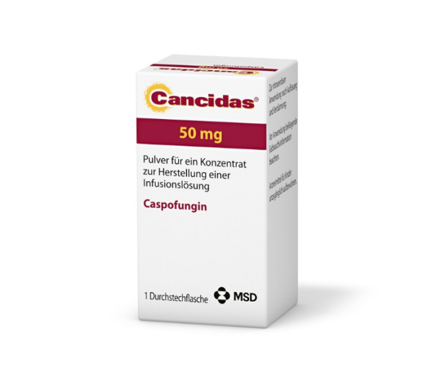 Verpackung des Arzneimittels Cancidas® (Caspofungin)