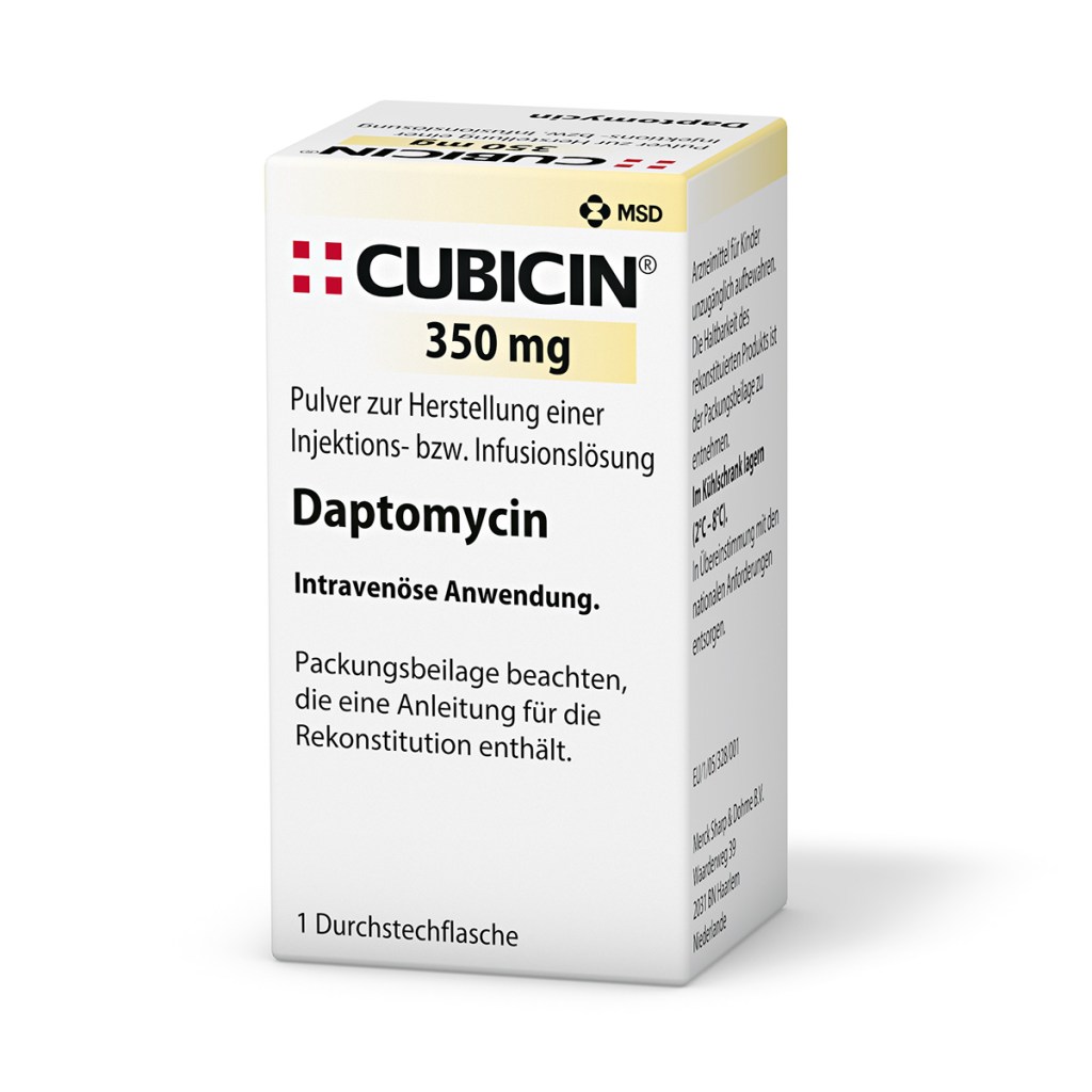 Verpackung des Arzneimittels Cubicin® (Daptomycin)