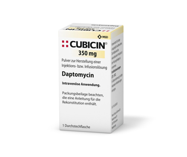 Verpackung des Arzneimittels Cubicin® (Daptomycin)