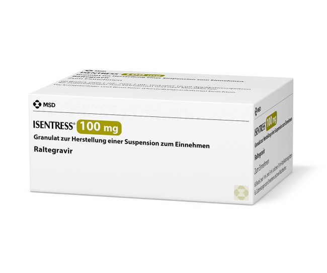 Verpackung des Arzneimittels ISENTRESS® (Raltegravir)