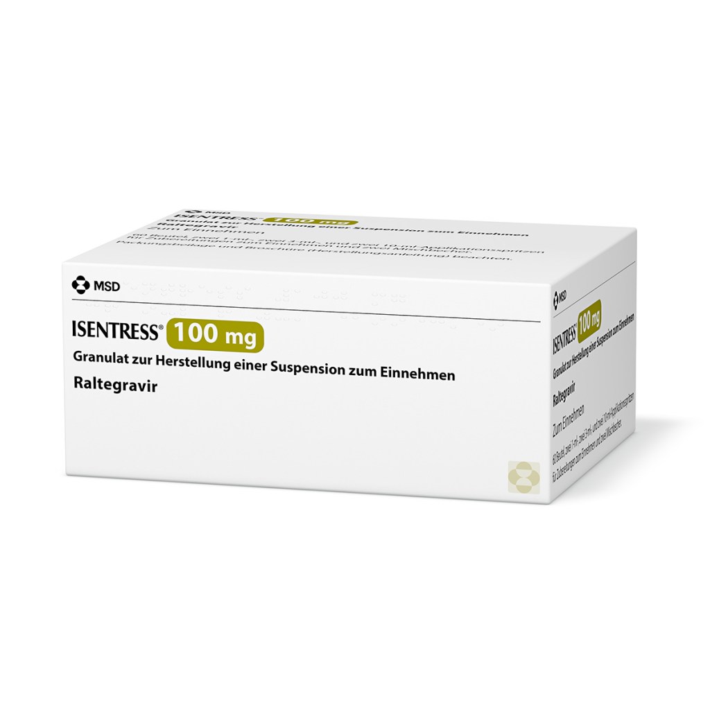 Verpackung des Arzneimittels ISENTRESS® (Raltegravir)
