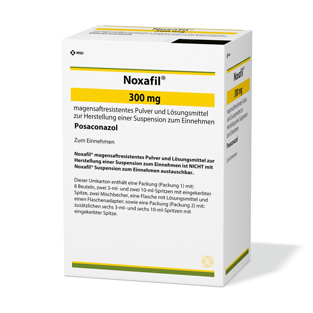 Verpackung des Arzneimittels Noxafil® (Posaconazol)