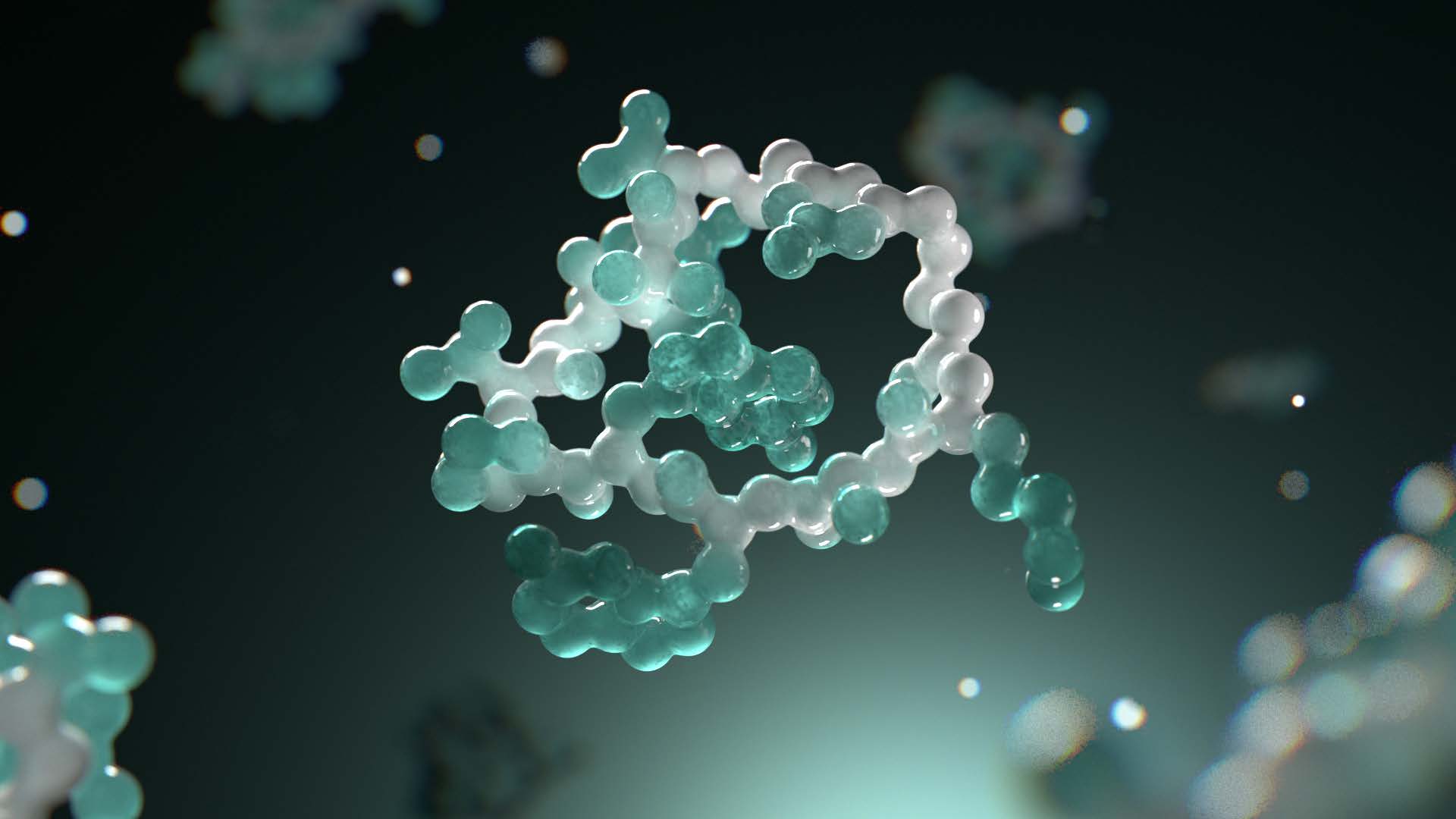 Bildliche Darstellung eines makrozyklischen Peptids unter dem Mikroskop.